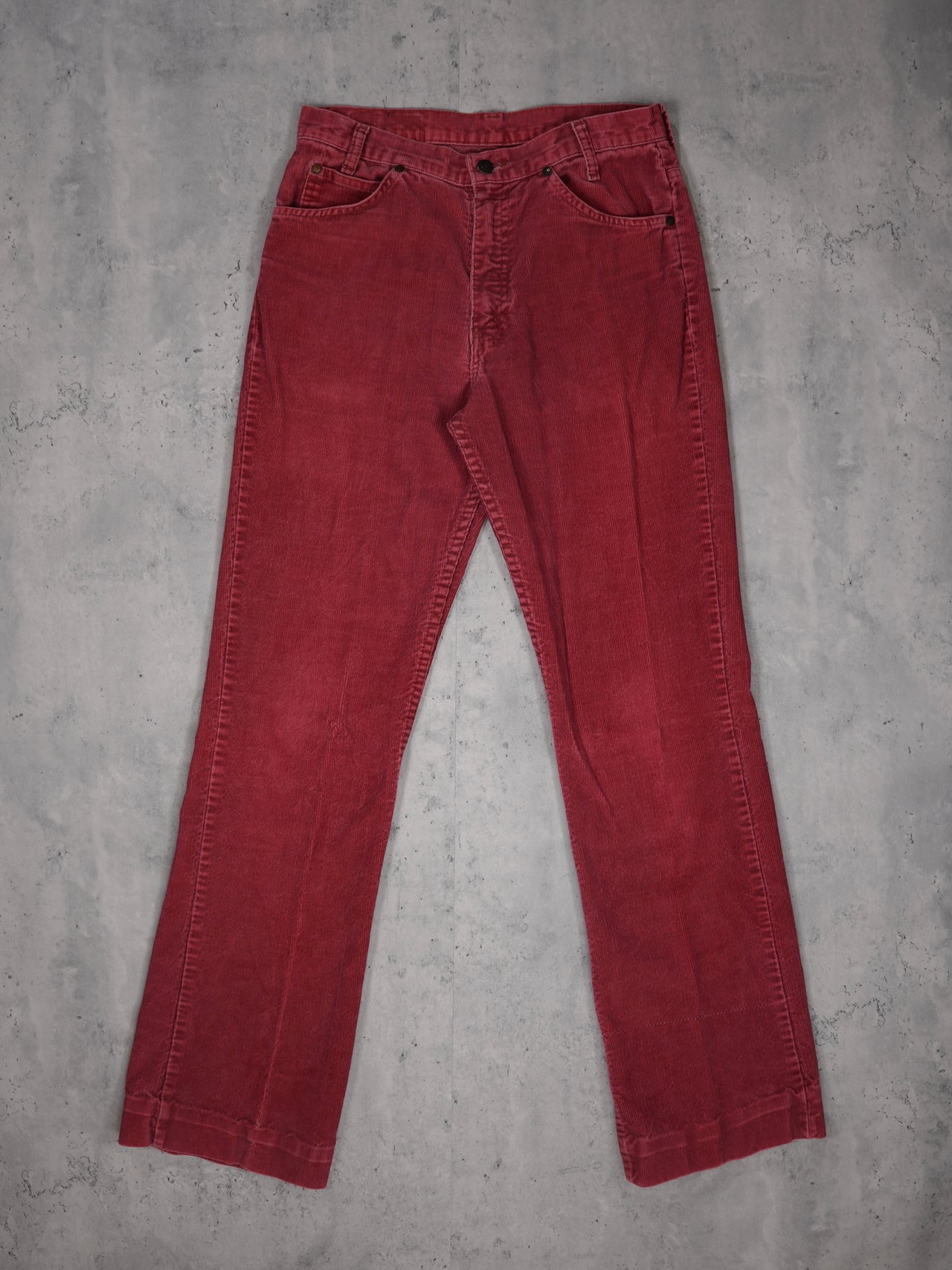 Vintage 1970s - Jc Penny "plain Pockets" Red Corduroy Trousers