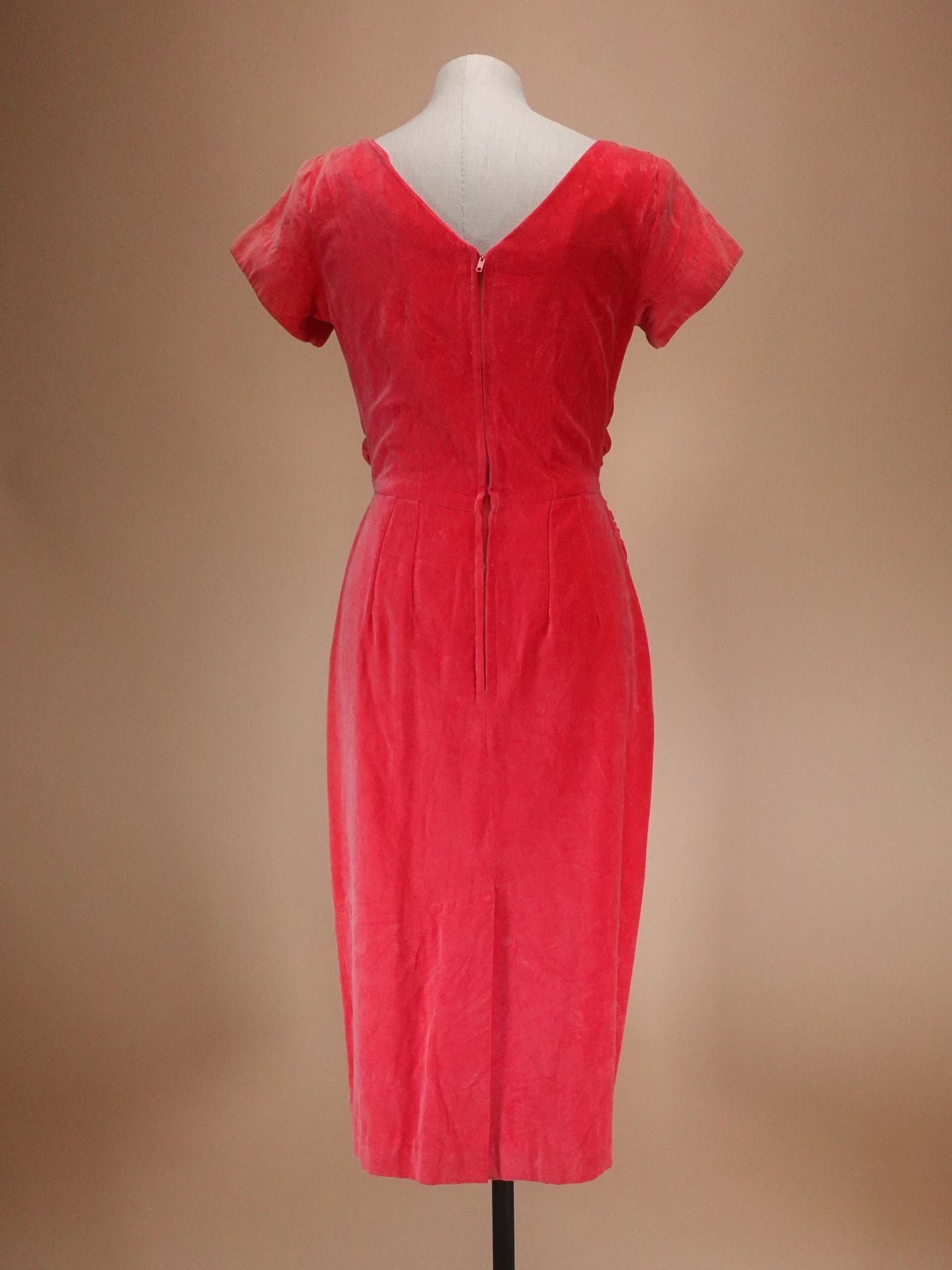 Vintage 1960s | Hot Pink Velvet Cocktail Dress