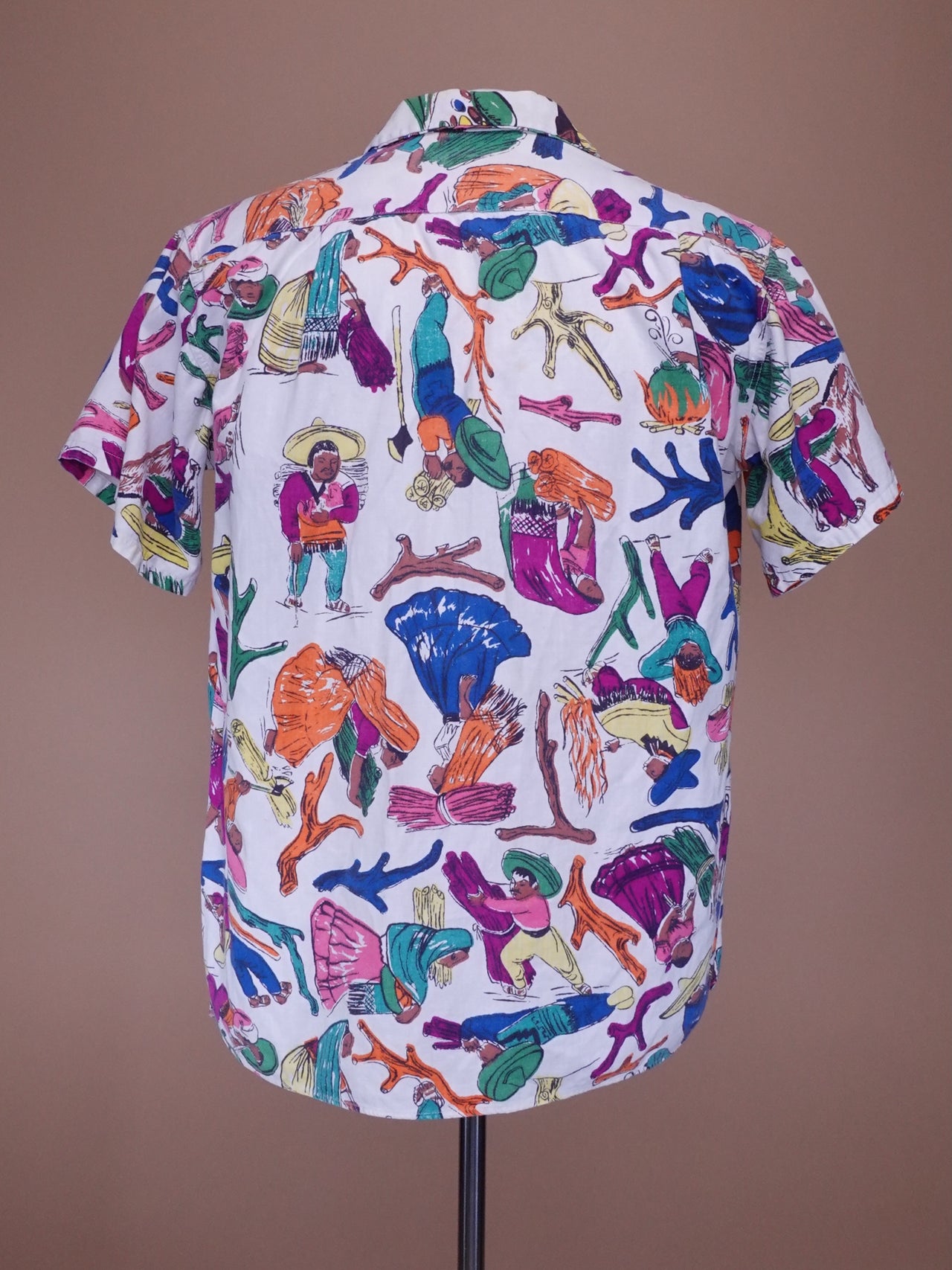 1960s - Tel-Art Hecho En Mexico Short Sleeve Patterned Shirt