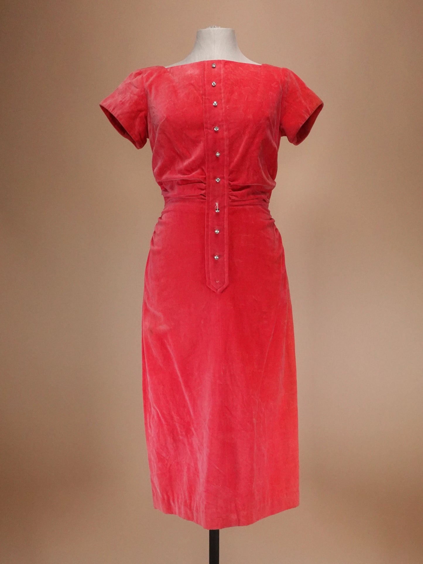 Vintage 1960s | Hot Pink Velvet Cocktail Dress