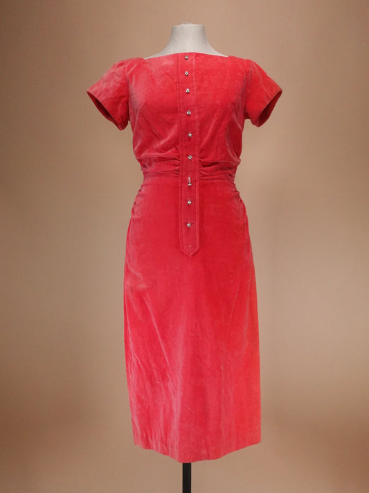Vintage 1960s | Hot Pink Velvet Cocktail Dress