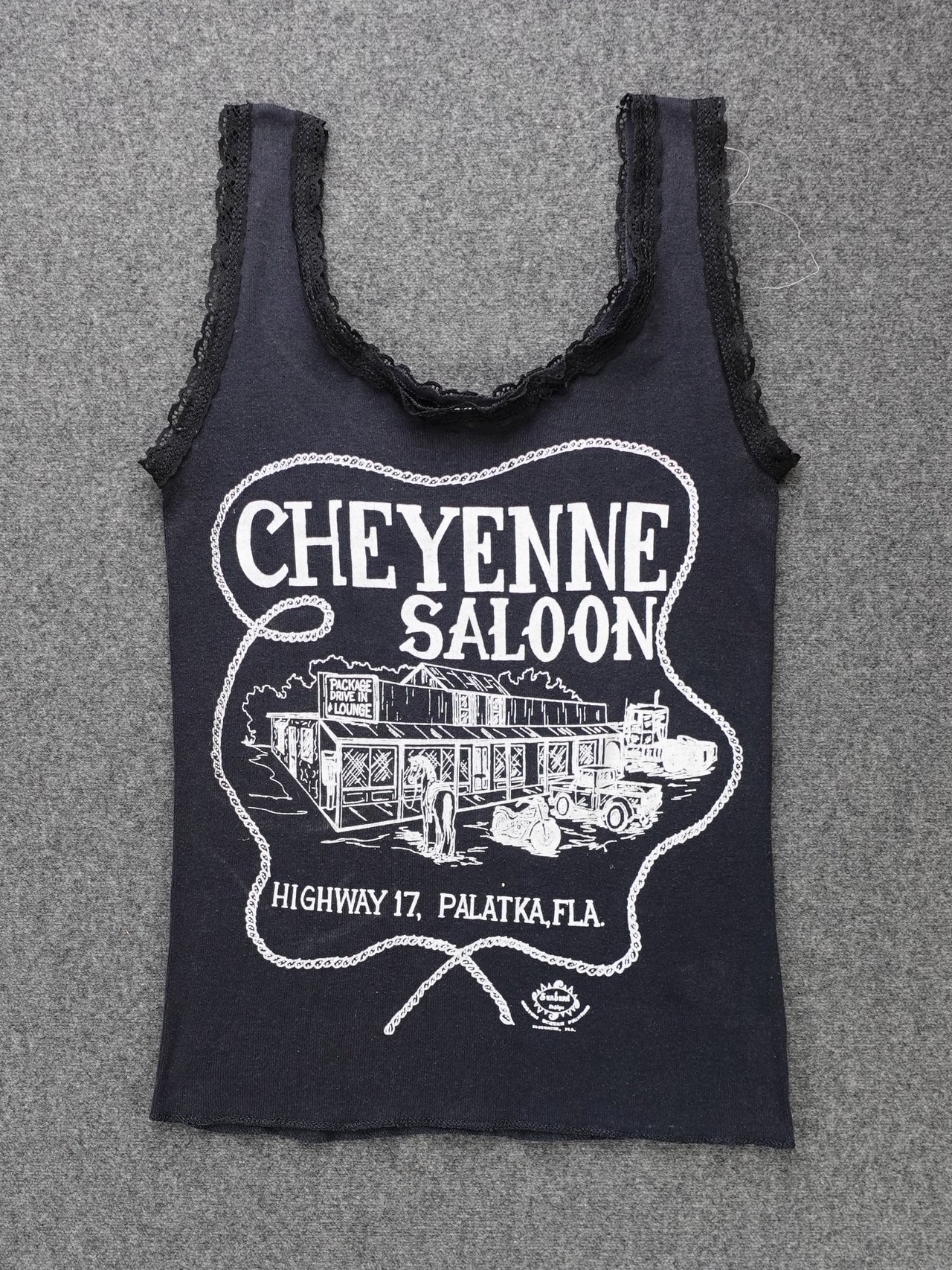 1990s - Cheyenne Saloon Lace Trim Baby T Tank Top