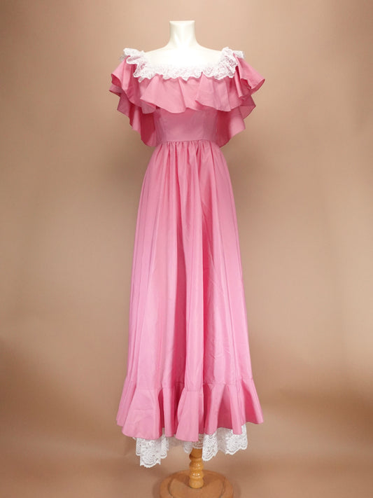 Vintage 1970s | Pink Southern Belle Dress