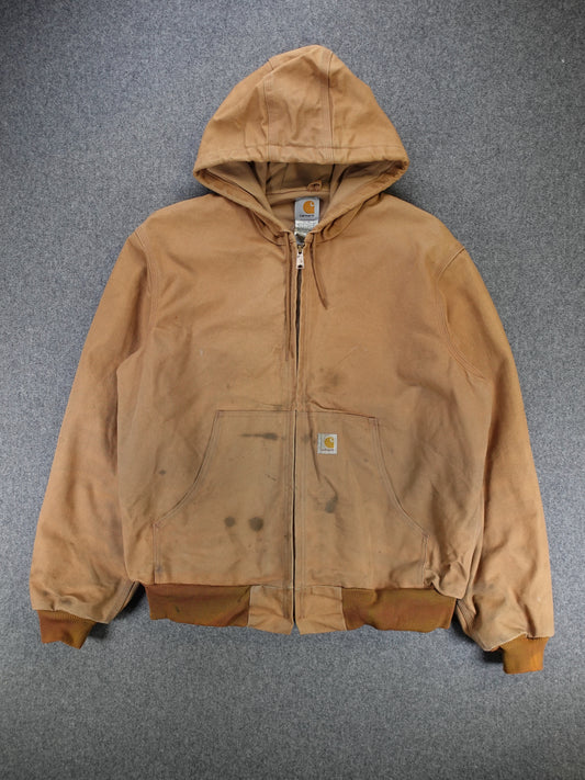 1990s - Carhartt J131 BRN Hooded Duck Canvas Work Jacket