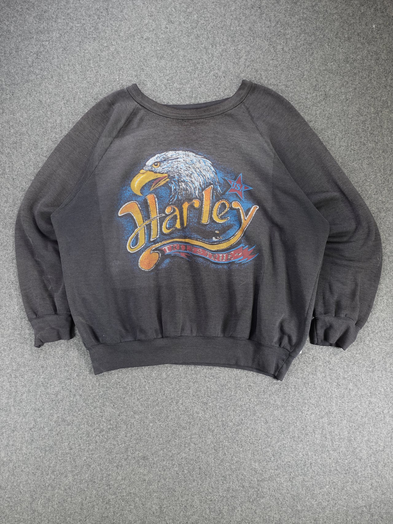 Vintage 1970s/80s - Harley Davidson Tried & True 3D Emblem Style Crewneck Sweatshirt