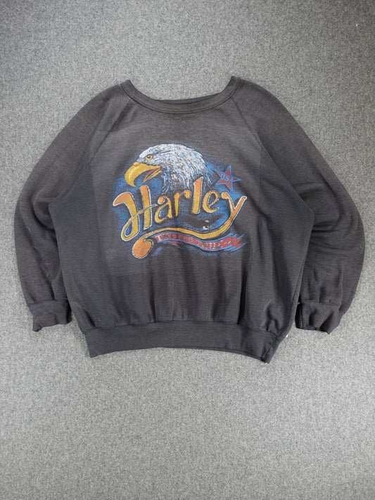 1970s/80s - Harley Davidson Tried & True 3D Emblem Style Crewneck Sweatshirt