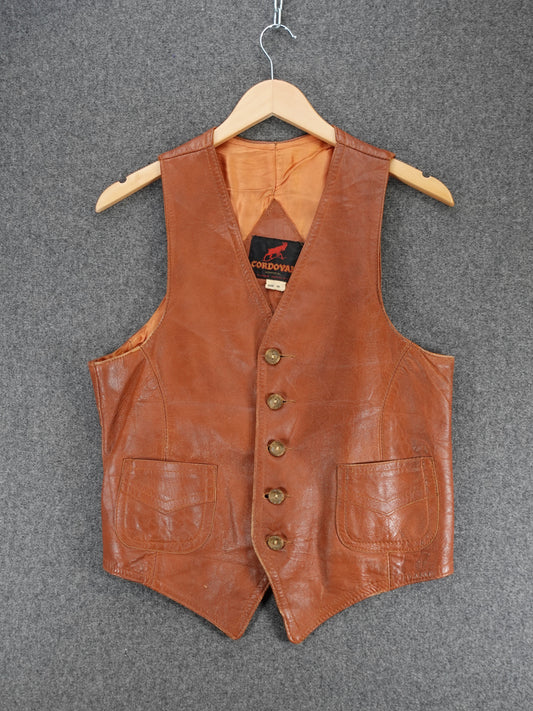 1970s - Cordovan Montreal Genuine Leather Buckle/Clinch Back Vest