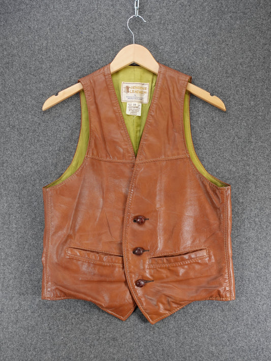 1970s -  Genuine Leather Vest By Berman Buckskin Co. Minneapolis, Minn