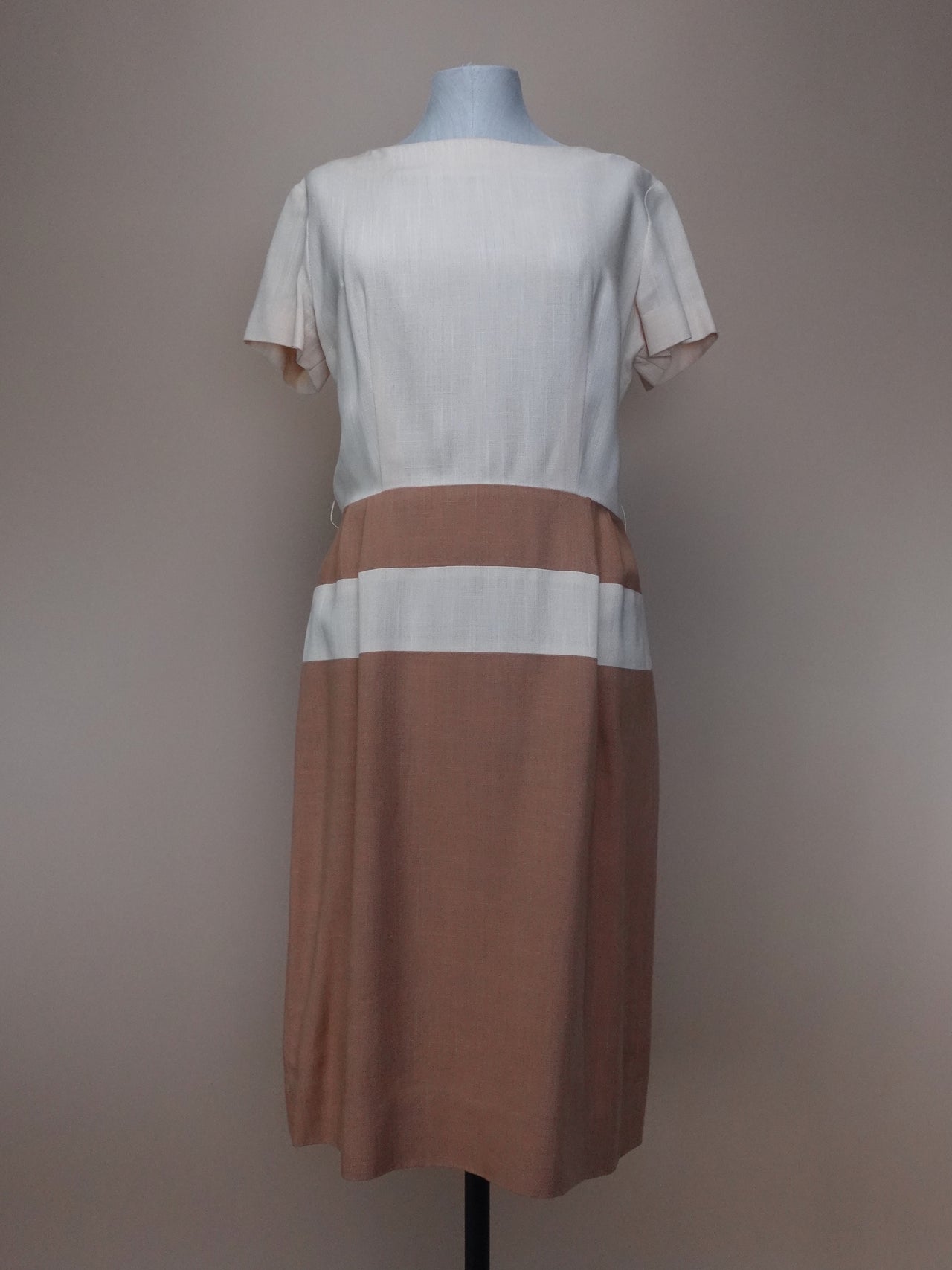 Vintage 1960s - Sleeveless Earth Tone Cotton Midi Dress
