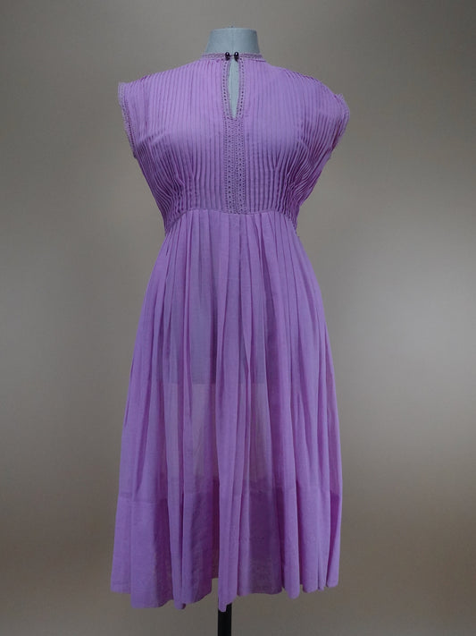 1940s/50s - Lavender Frocked Sleeveless Midi Dress