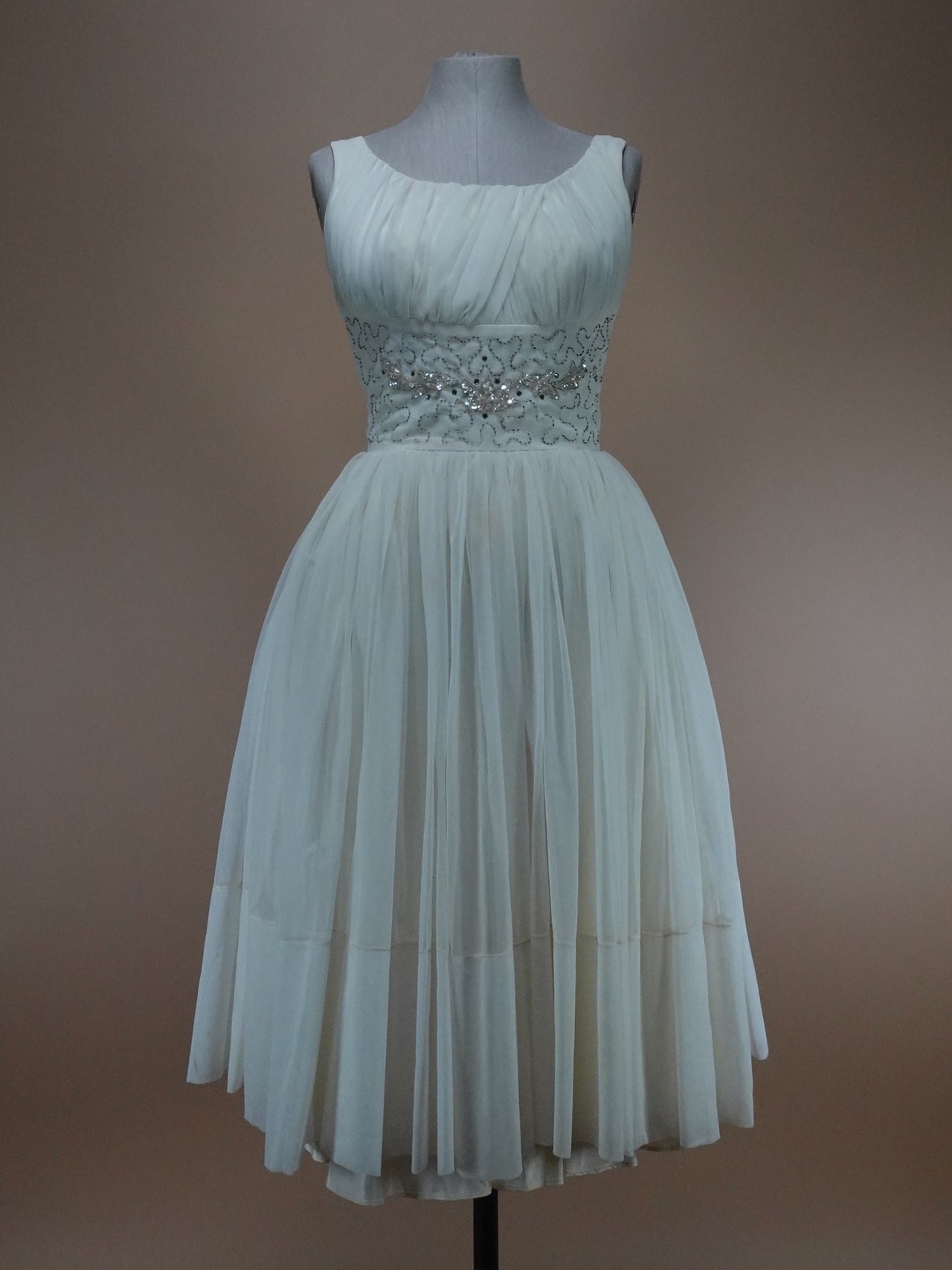 Vintage 1950s - Eggshell White Special Occasion Dress