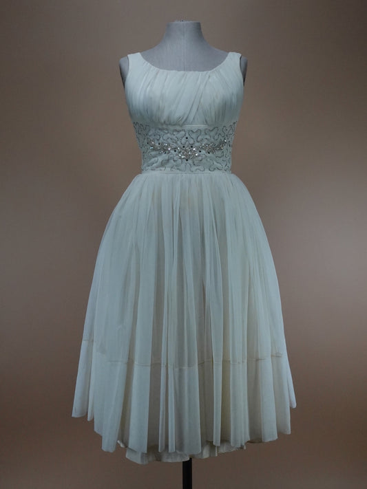 1950s - Eggshell White Special Occasion Dress