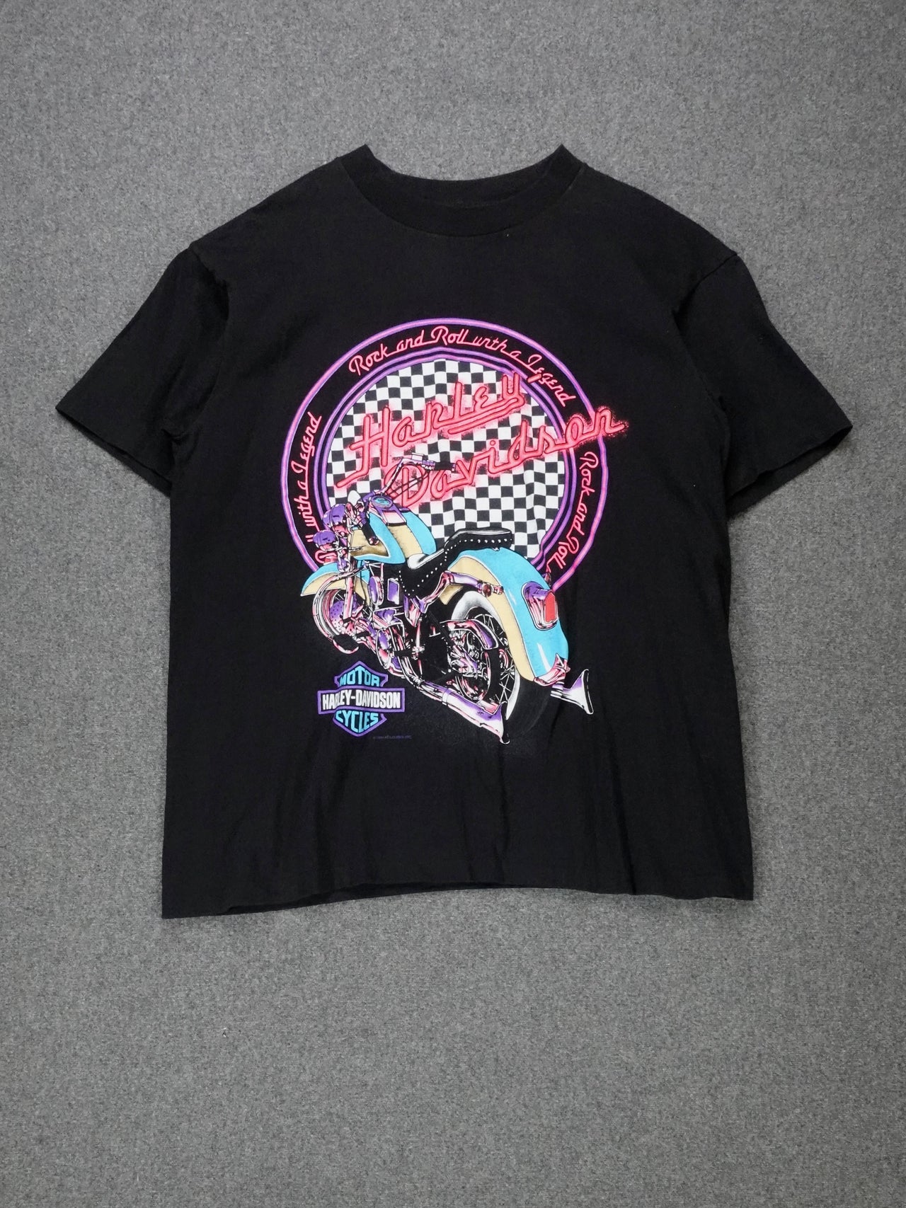 1990s - "Rock & Roll With A Legend" Harley Davidson Biker T-Shirt