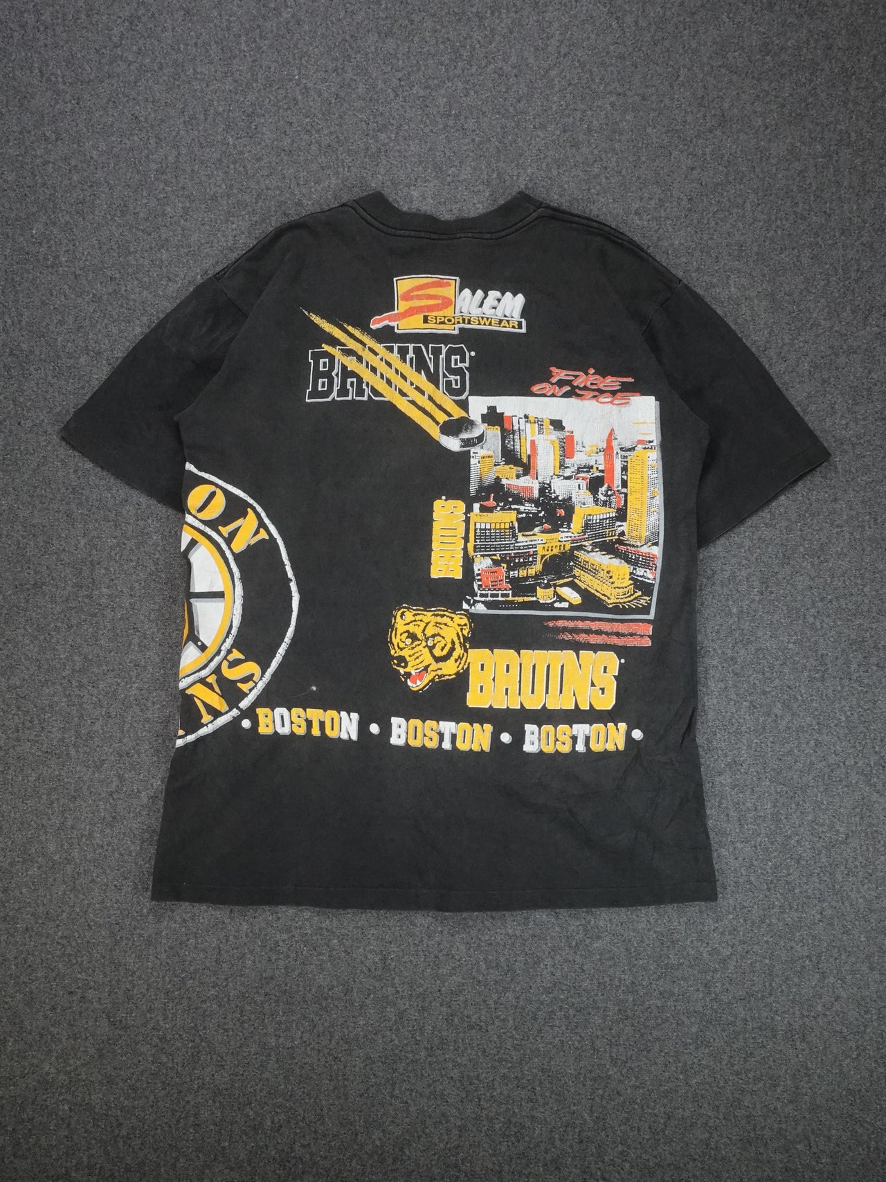 1990s - Salem Boston Bruins NHL AOP Sports T-Shirt