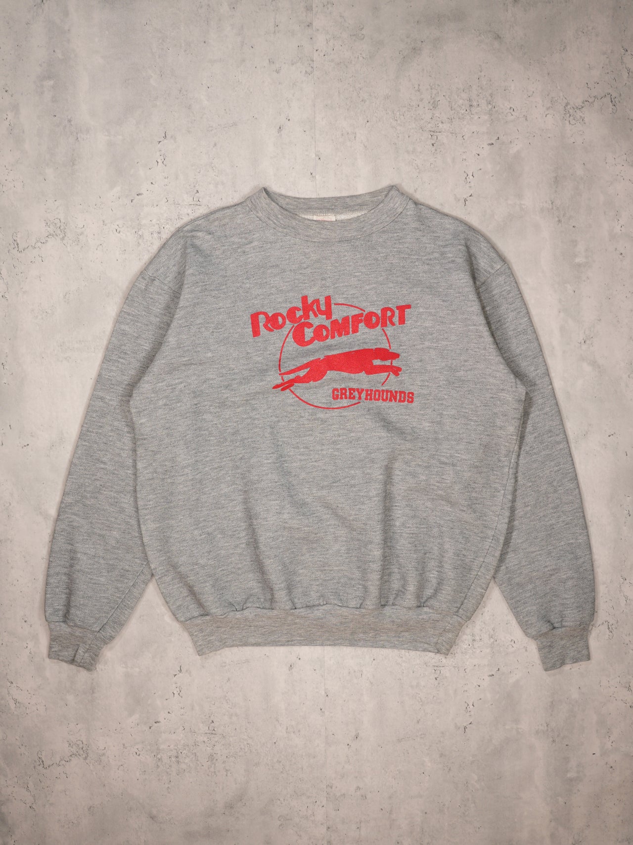 1980S - "ROCKY COMFORT GREYHOUND" CREWNECK SWEATSHIRT