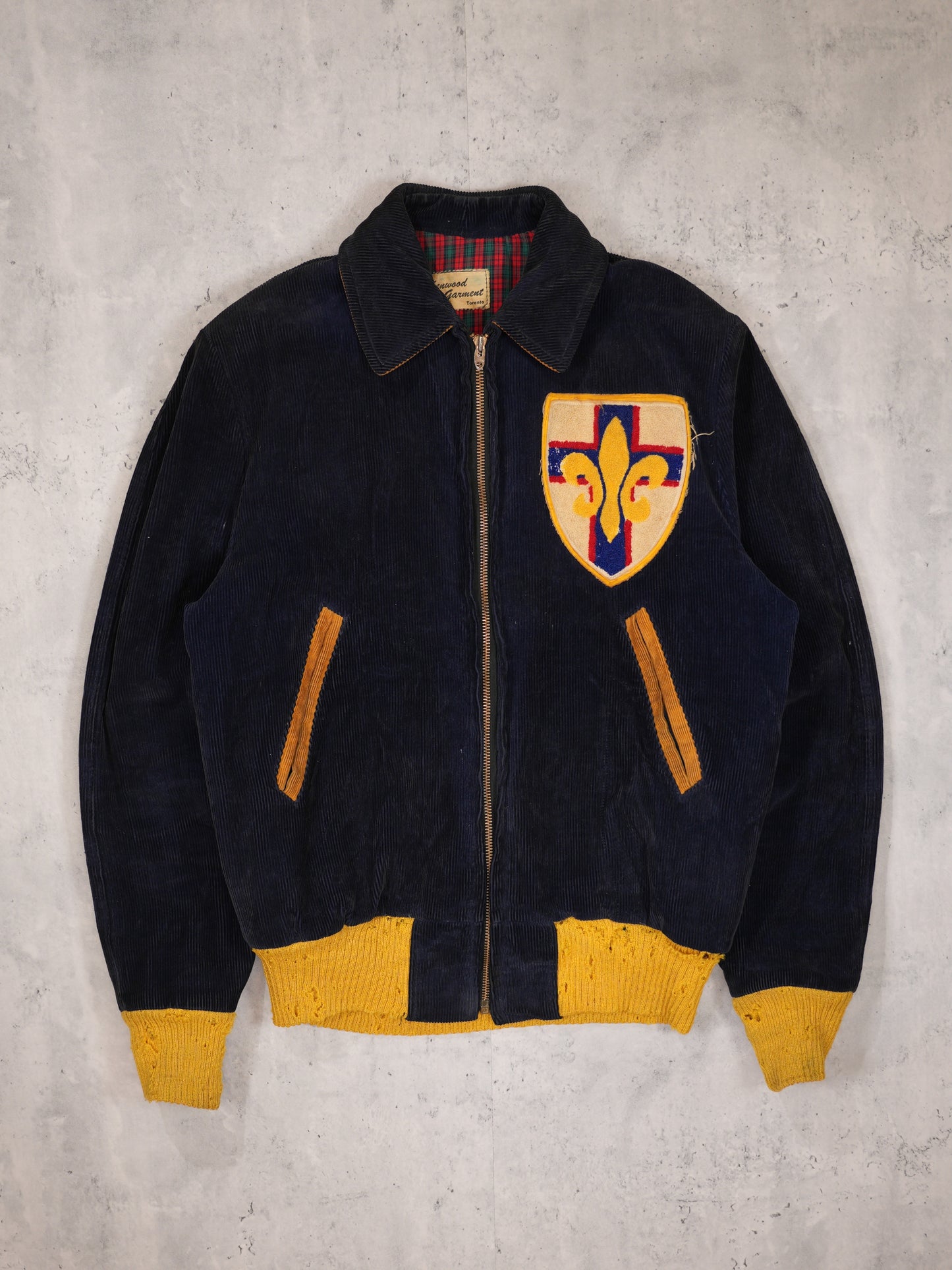 1950S/1960S - FLEUR DE LIS "ST BERNARDS ROVERS" CORDUROY LETTERMAN JACKET