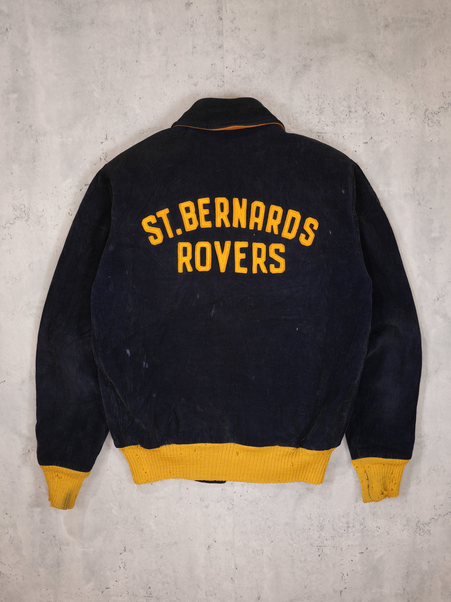 1950S/1960S - FLEUR DE LIS "ST BERNARDS ROVERS" CORDUROY LETTERMAN JACKET