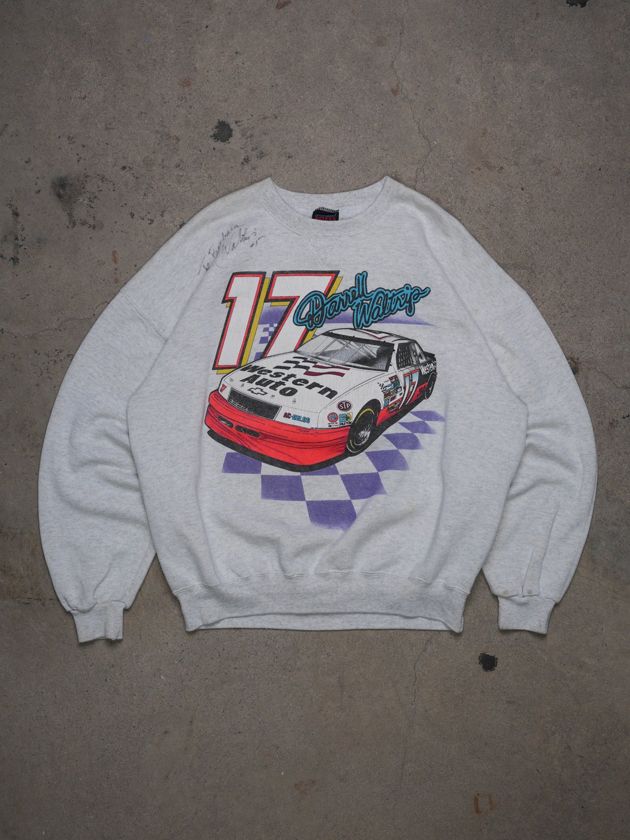 1990S - SIGNED DARRELL WALTRIP NASCAR PROMO CREWNECK SWEATSHIRT