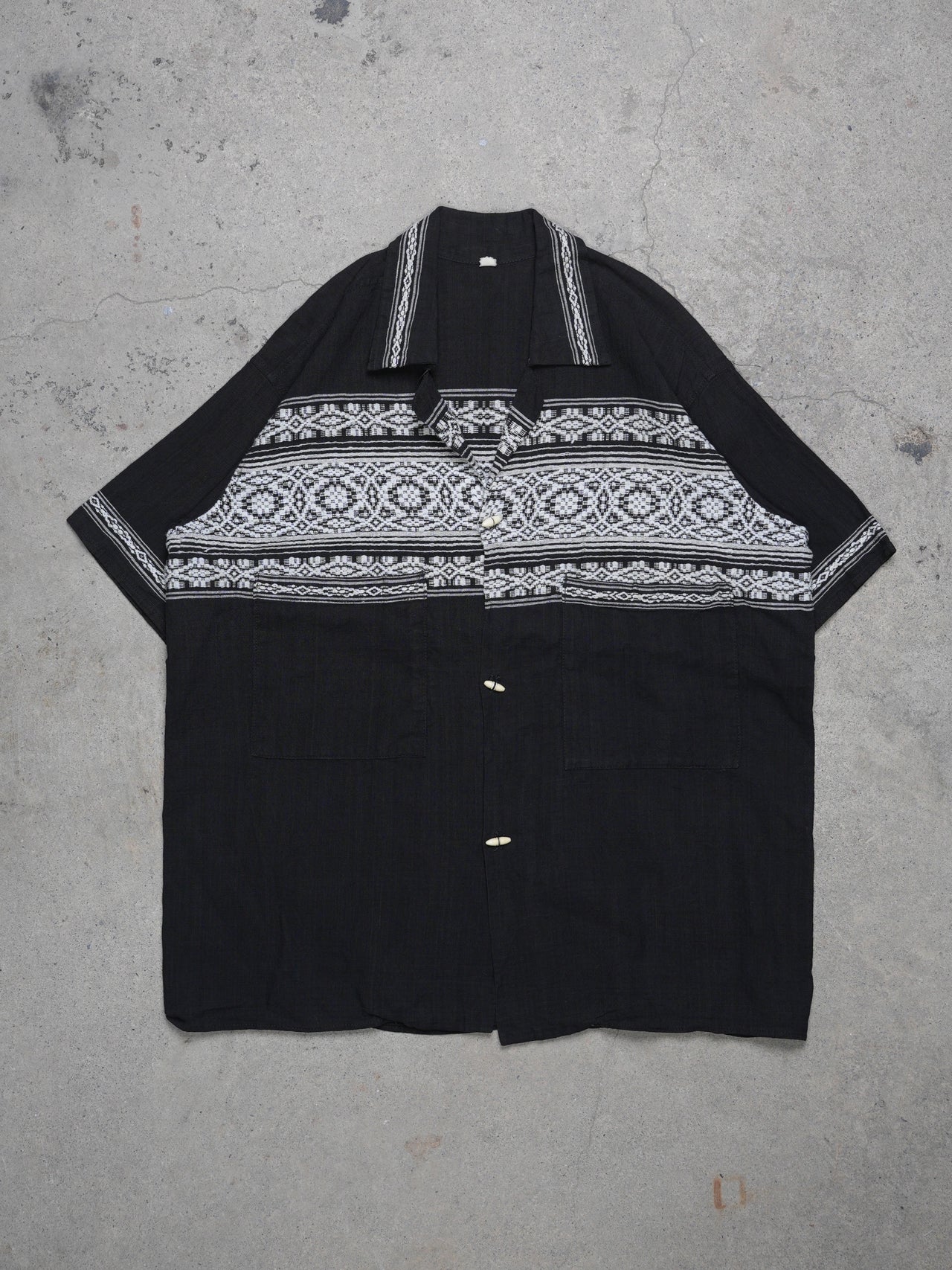 Vintage 1970s - Hand Woven East Asian Button Up