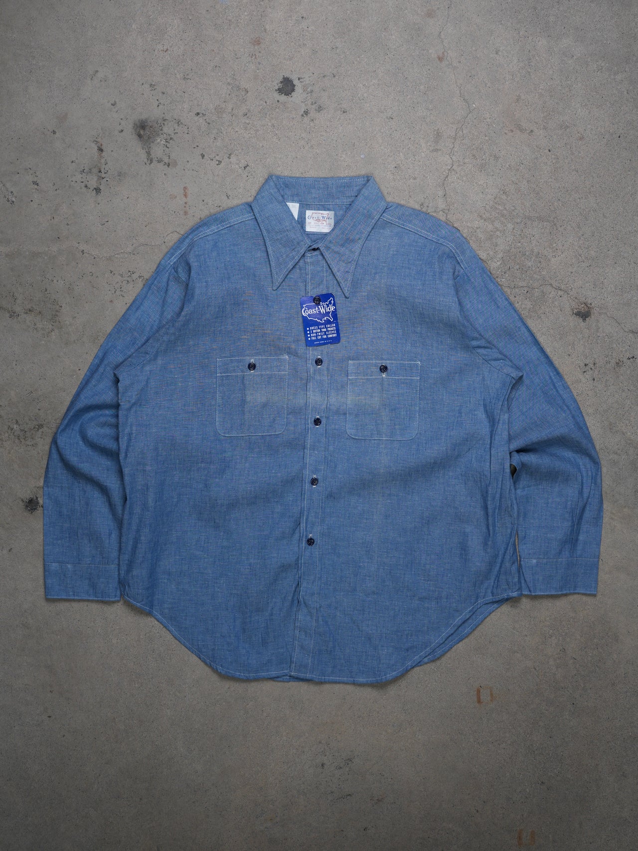 1970S - COAST WIDE UNION MADE CHAMBRAY SHIRT