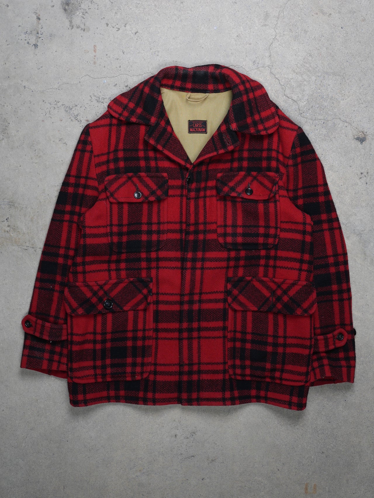 1930S - CARSS MACKINAW BUFFALO PLAID WOOL COAT