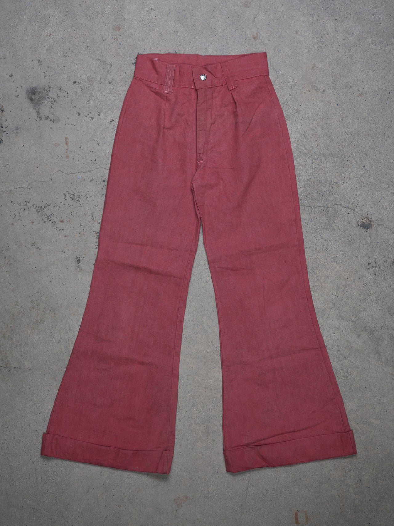 Vintage 1970s - M&l Industries Flared Red Overdyed Trousers