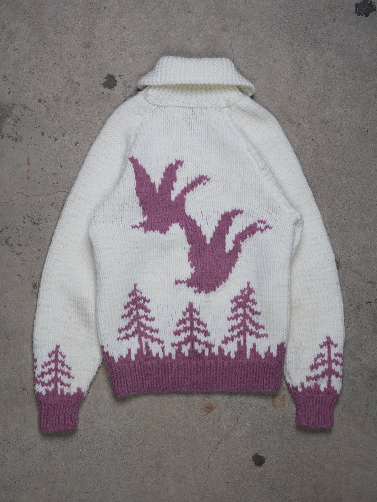 Vintage 1960s - Pink "flying Duck" Cowichan/curling Hand Knit Sweater