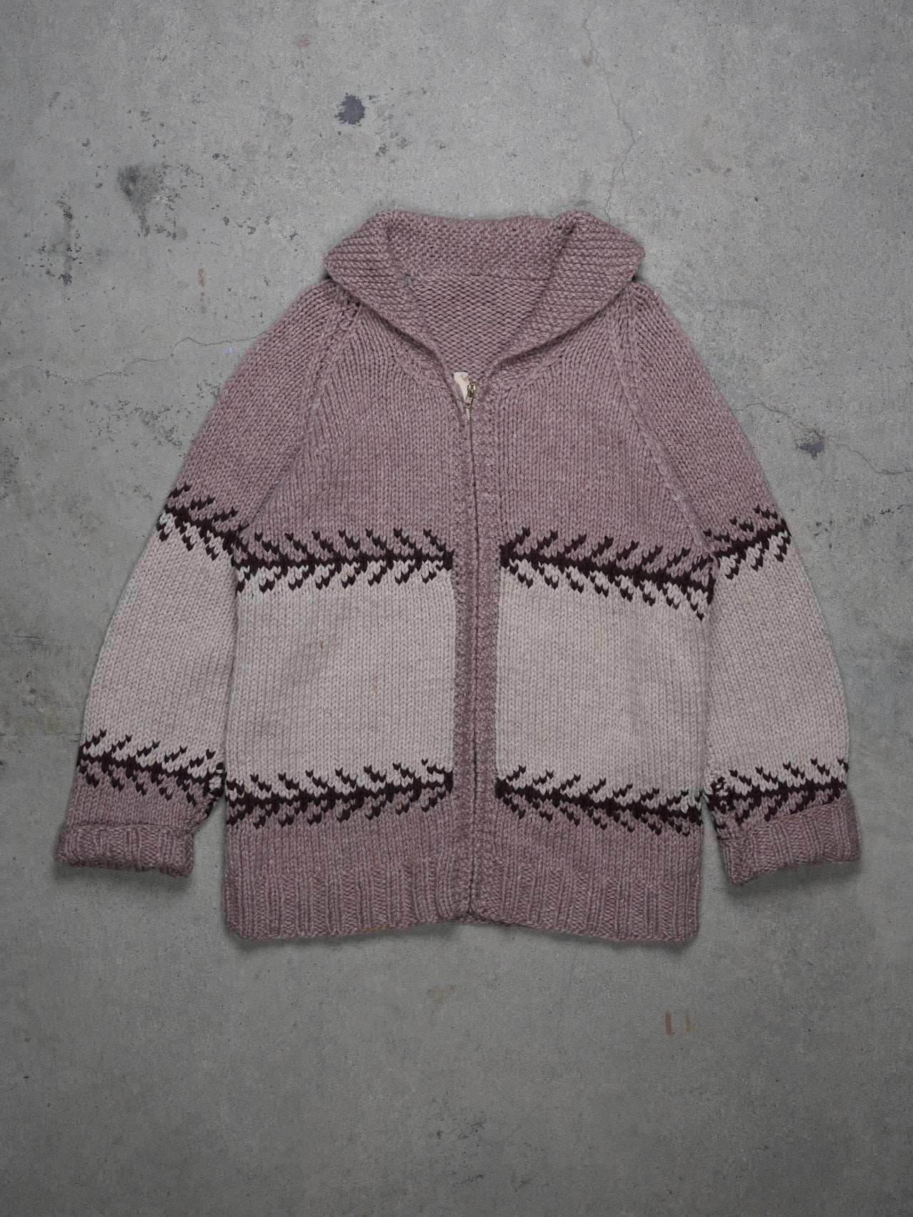 Vintage 1950s - Arrow Pattern Cowichan/curling Hand Knit Sweater