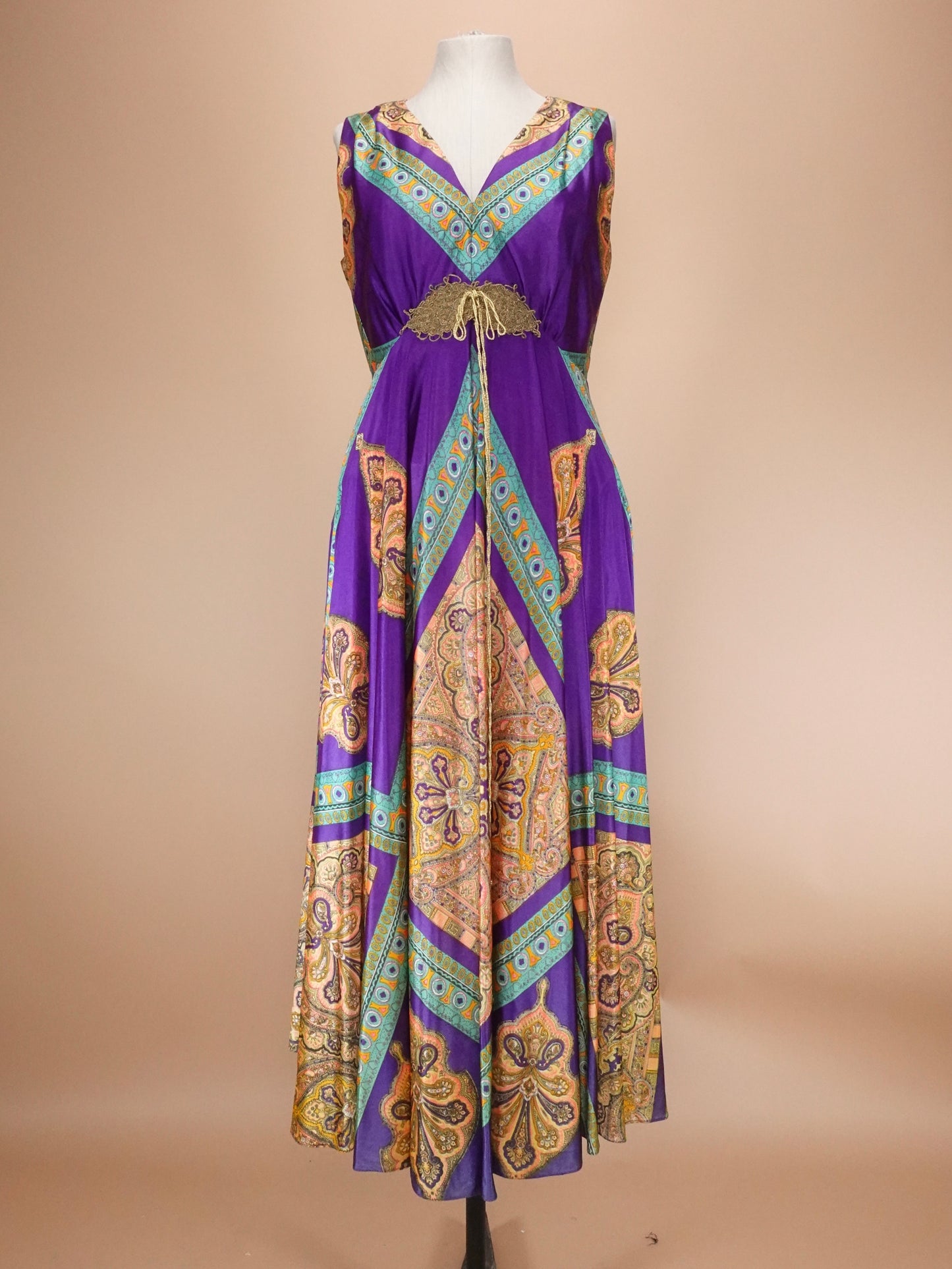 Vintage 1960s | Raphael Mack Paisley Psychedelic Maxi Dress