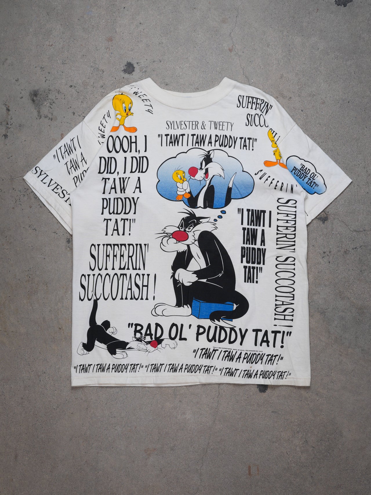 1990S - Pittsburgh Steelers Tweety and Sylvester Graphic Tee (M)
