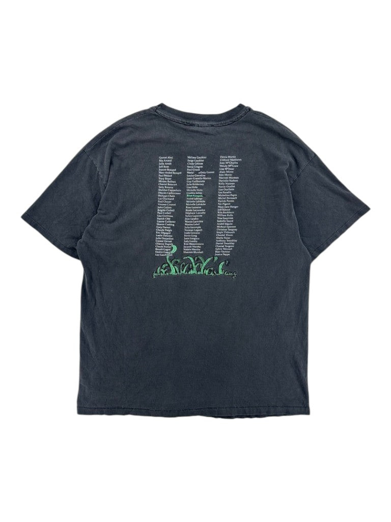 Exile Vintage 1990s Sous Un Meme Soleil Bye-Bye black cotton t-shirt with back graphic print, size XL