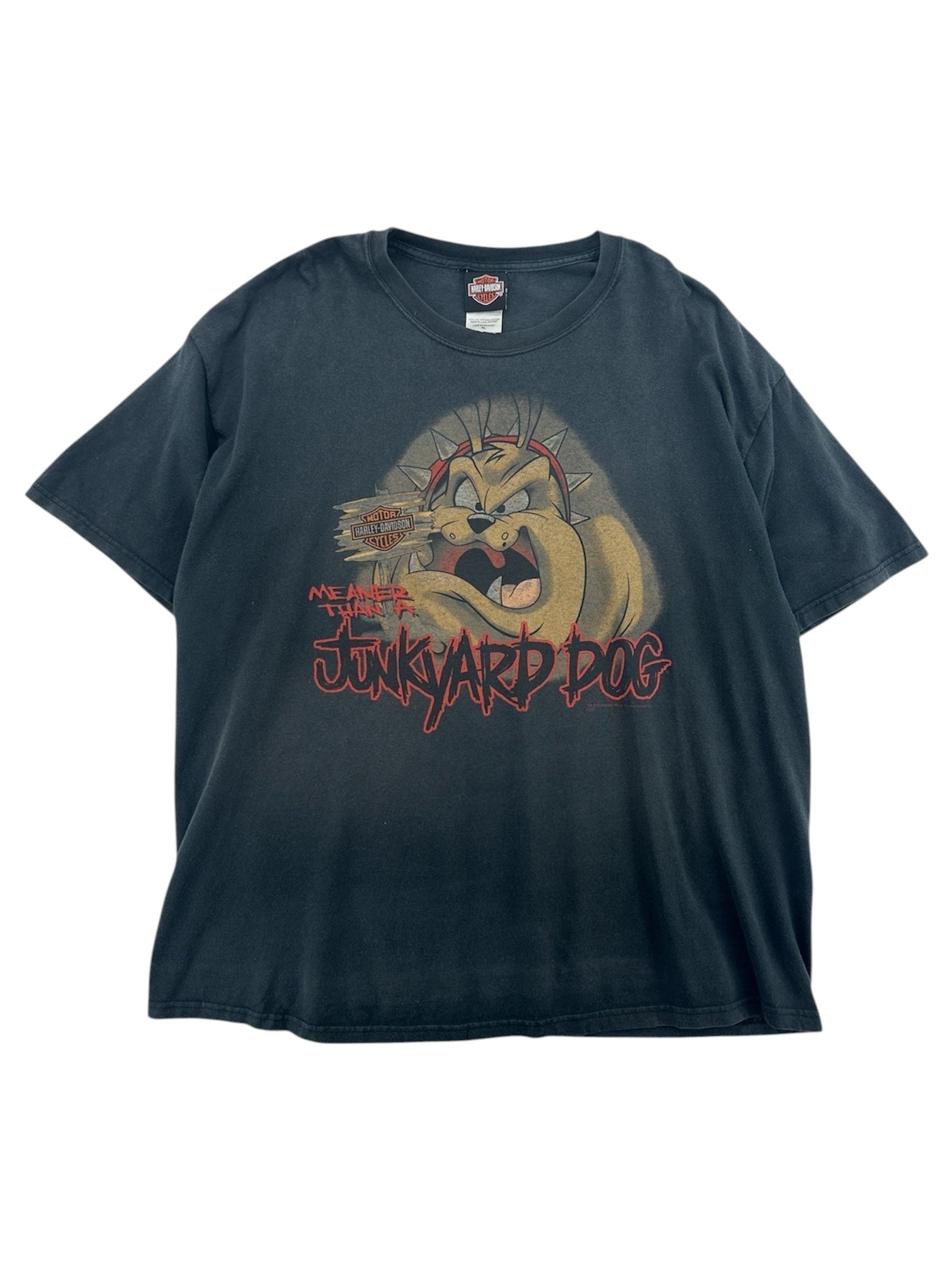 1990s Harley-Davidson x Looney Tunes graphic t-shirt in black, size XL, featuring a cartoon dog graphic.
