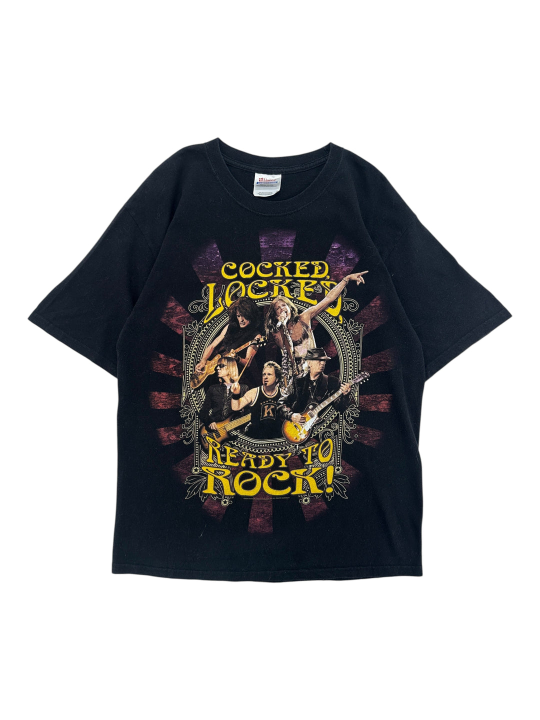 Exile Vintage black 2010 Aerosmith Cocked, Locked, Ready To Rock band t-shirt with graphic print, size medium