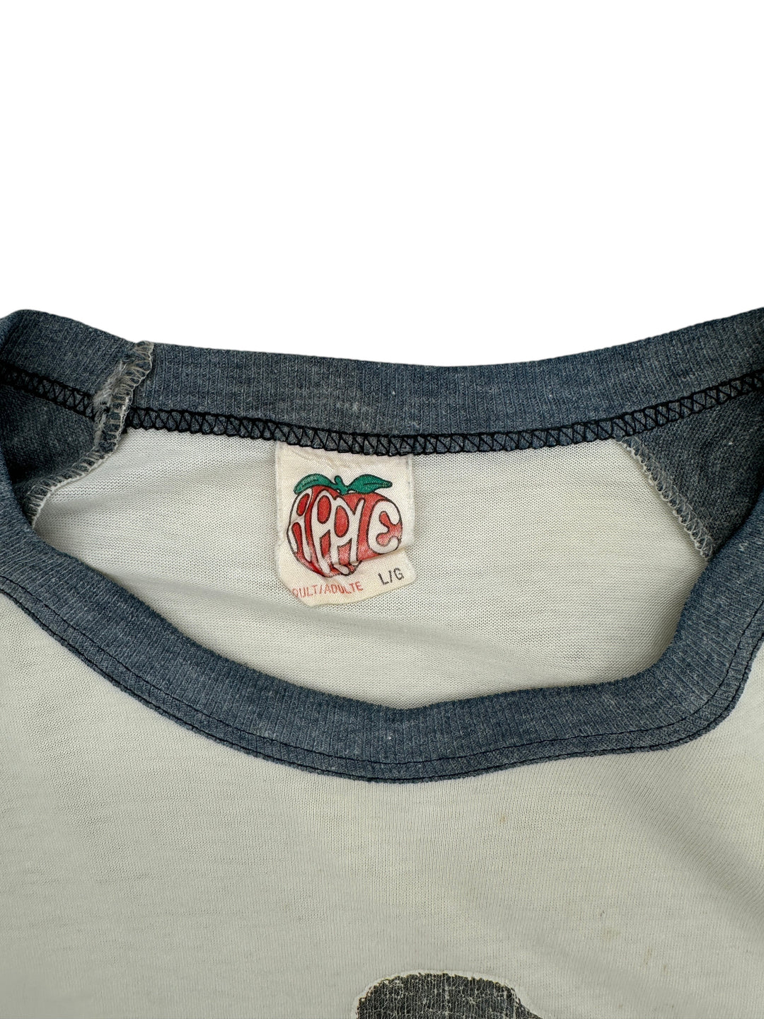 Exile Vintage 1980s ringer t-shirt collar with Apple brand tag in size large