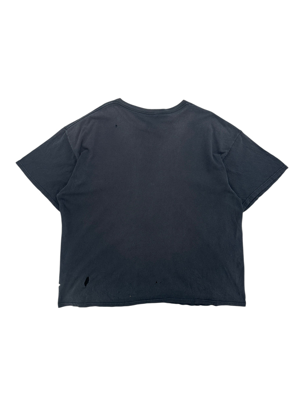 Exile Vintage black 2000s Dragon Catcher t-shirt, back view showing faded cotton fabric and minor distress holes.