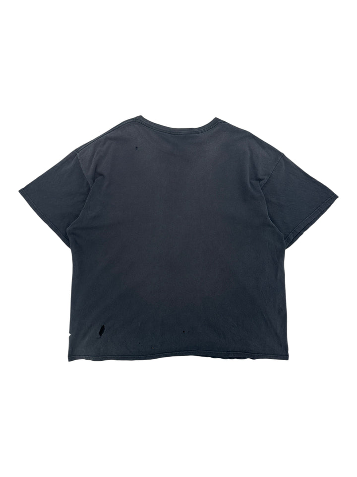 Exile Vintage black 2000s Dragon Catcher t-shirt, back view showing faded cotton fabric and minor distress holes.