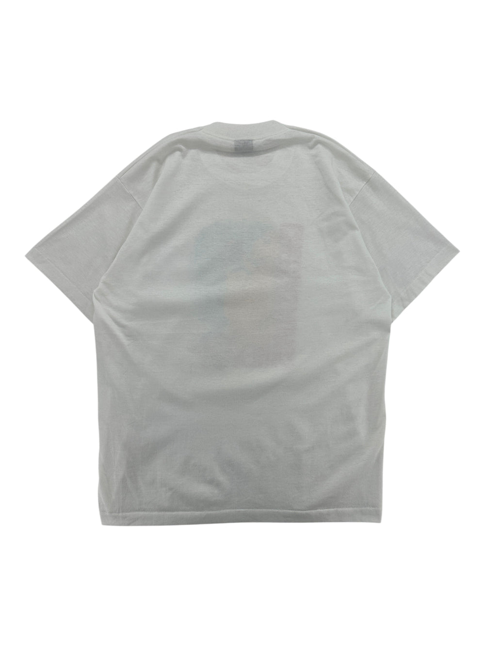 Back view of a white vintage 1990s Cheesasaurus Rex T-shirt from Exile Vintage, size XL.