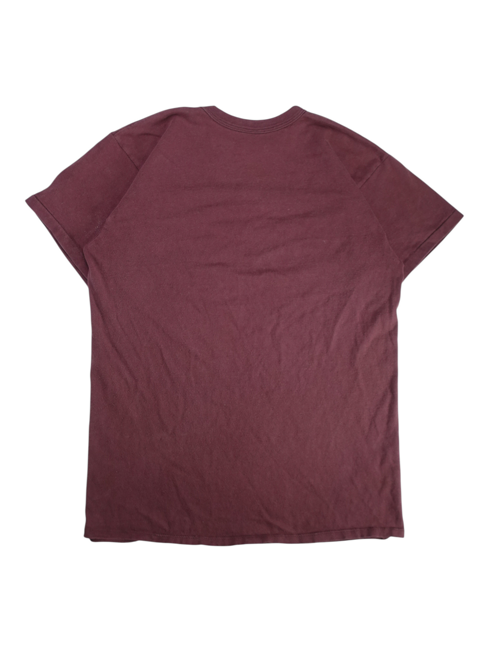 Exile Vintage 1980s Cleveland Browns maroon cotton t-shirt, back view of a plain vintage crewneck tee