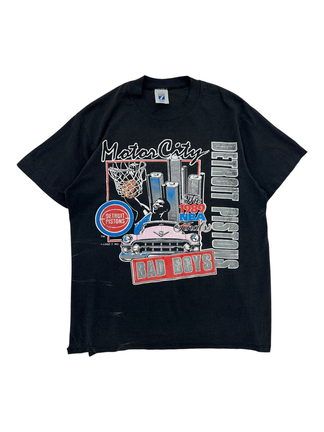 Exile Vintage 1980s Detroit Pistons Bad Boys graphic t-shirt in black with 1989 NBA Finals print