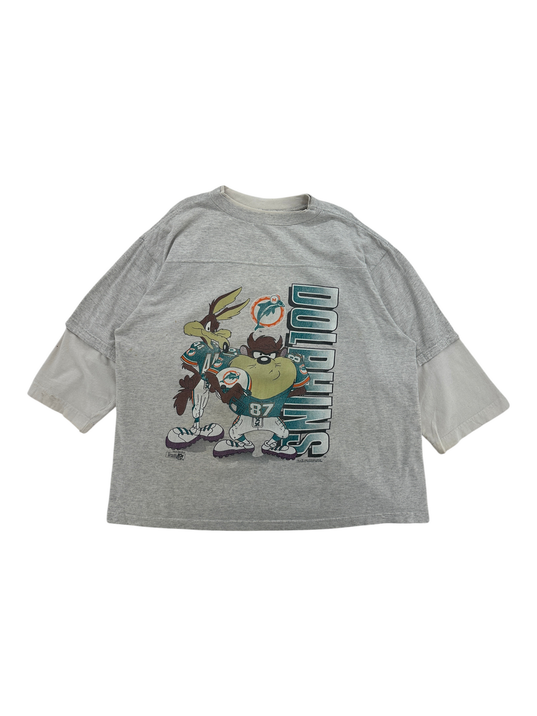 Exile Vintage grey 1990s Miami Dolphins Looney Tunes graphic t-shirt with Wile E. Coyote and Taz