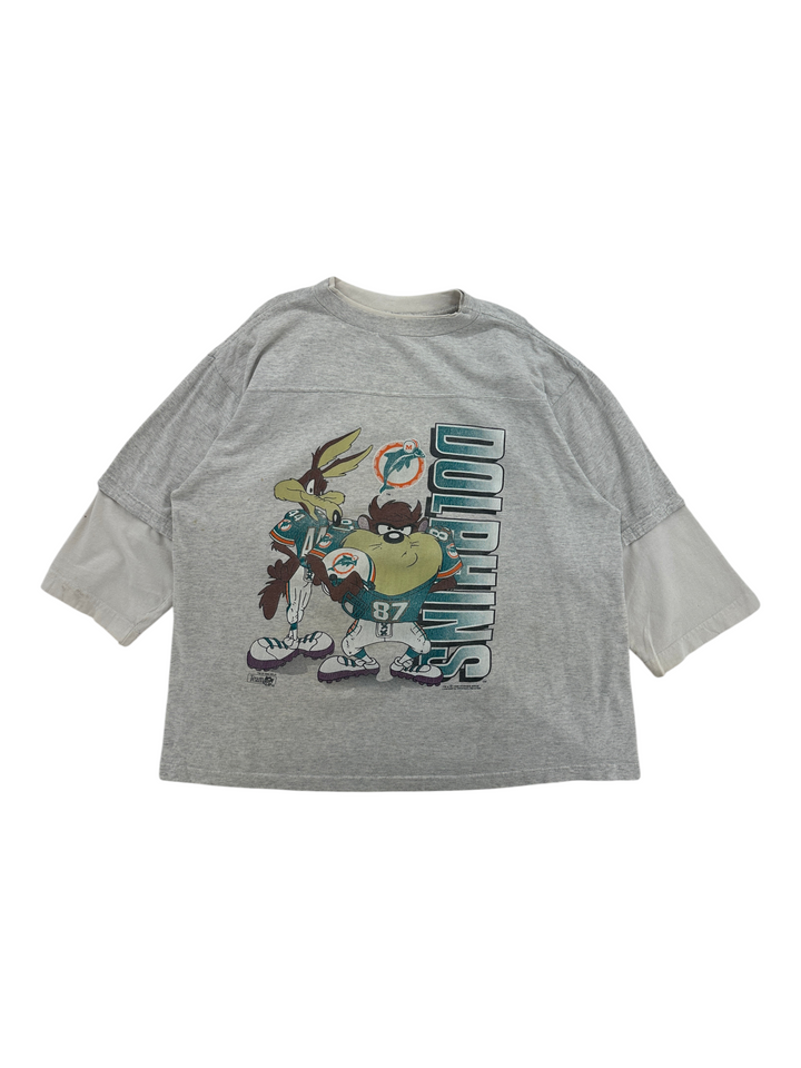 Exile Vintage grey 1990s Miami Dolphins Looney Tunes graphic t-shirt with Wile E. Coyote and Taz