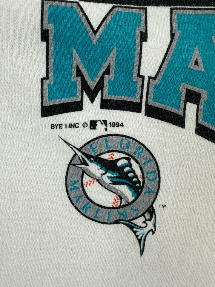 Exile Vintage 1990s Florida Marlins graphic t-shirt with teal and black logo detail and 1994 copyright print