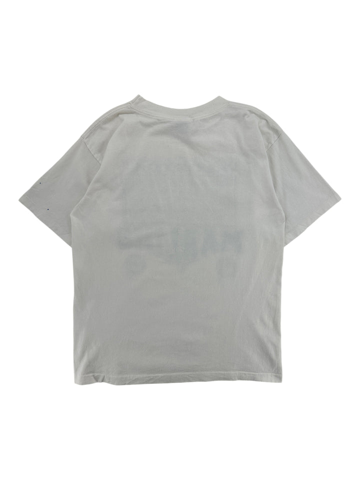 Exile Vintage 1990s Florida Marlins grey cotton t-shirt, back view of a vintage short sleeve crew neck shirt.