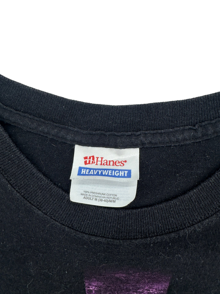 Exile Vintage black Hanes Heavyweight cotton t-shirt neck label for 2010 Aerosmith tour merchandise
