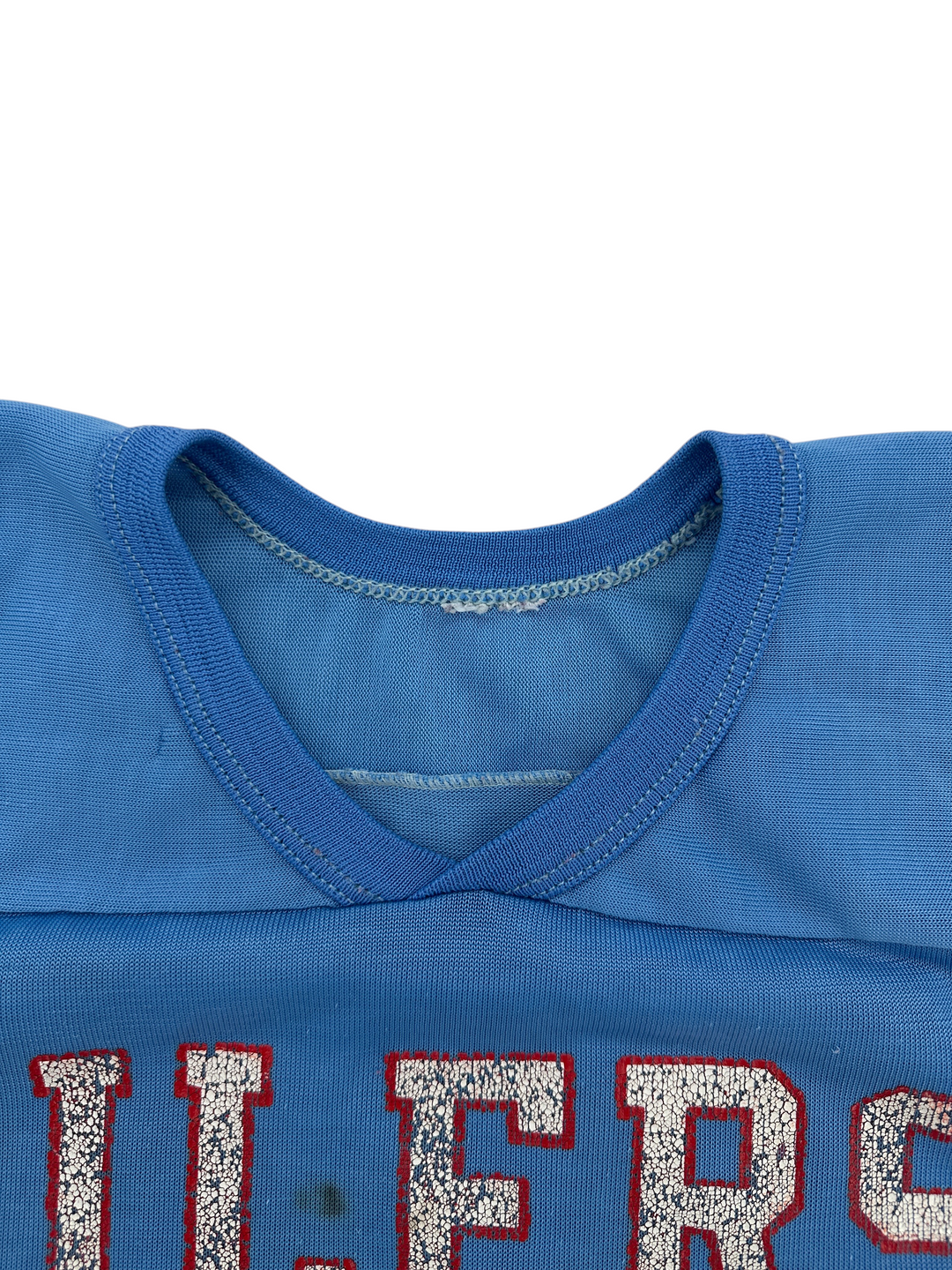Exile Vintage 1970s Houston Oilers blue football jersey with ribbed collar detail