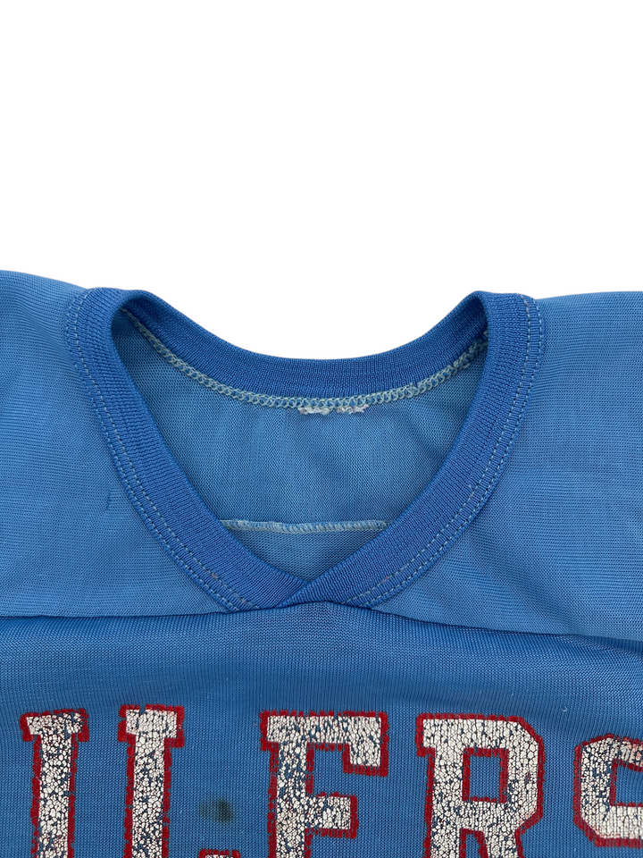 Exile Vintage 1970s Houston Oilers blue football jersey with ribbed collar detail