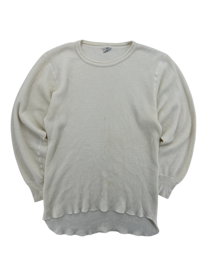 Exile Vintage 1980s 1990s JE Morgan Arctex off-white thermal waffle knit long sleeve shirt