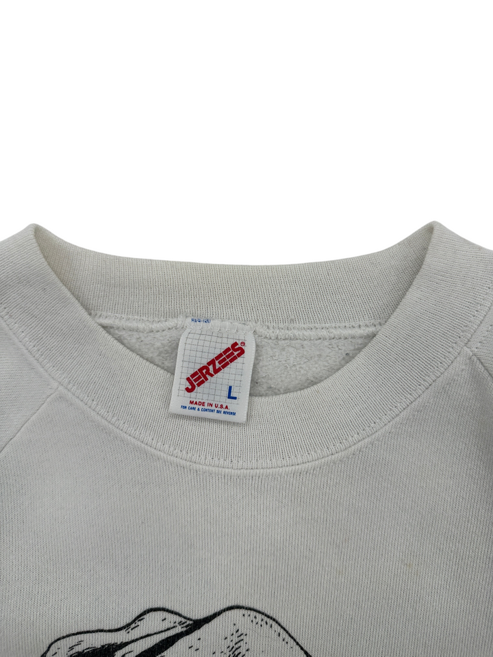 Exile Vintage white 1980s crewneck sweatshirt featuring a Jerzees brand tag in size large