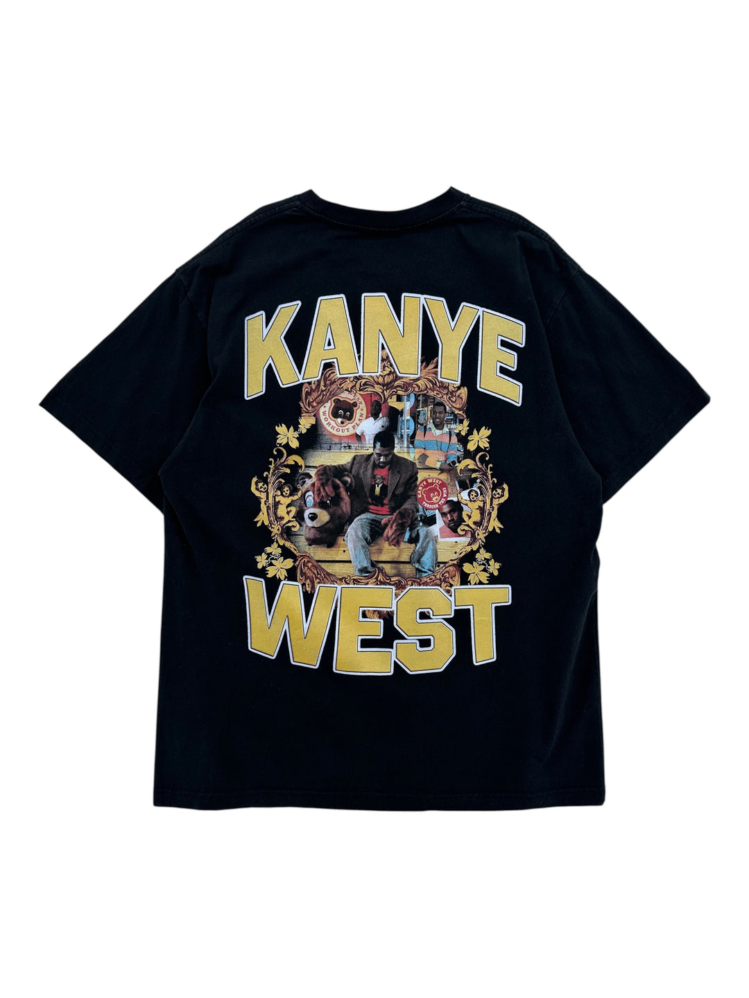 Exile Vintage black Kanye West The College Dropout graphic t-shirt with gold lettering and bear mascot print