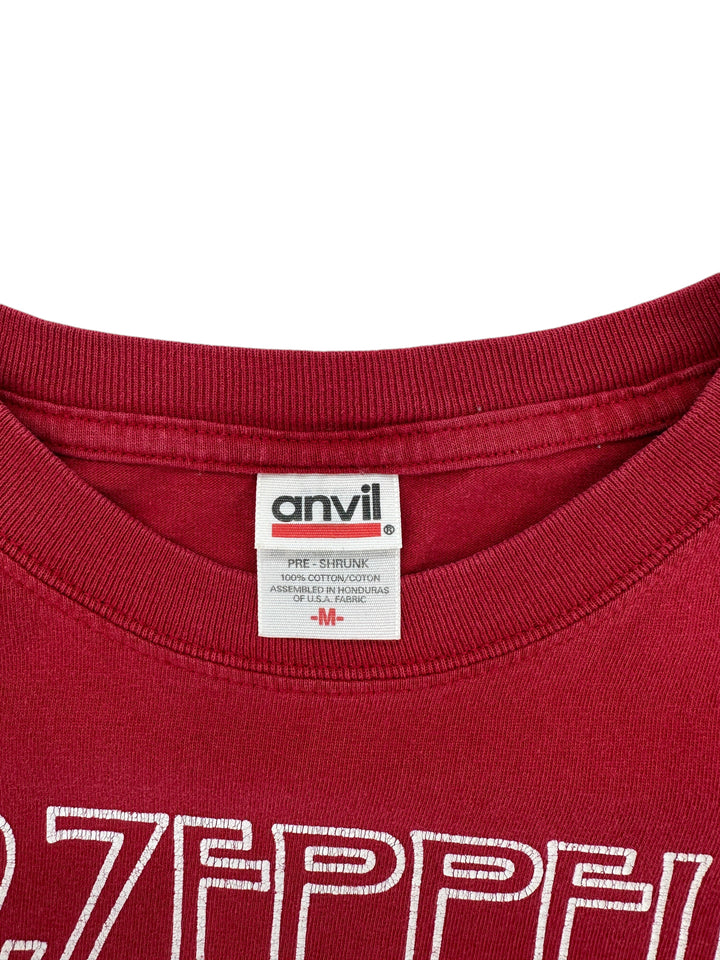 Exile Vintage red 2003 Led Zeppelin Icarus t-shirt featuring an Anvil brand tag and size M label